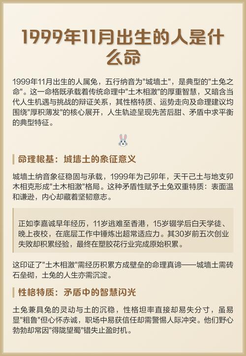 1999年出生的人是什么命？