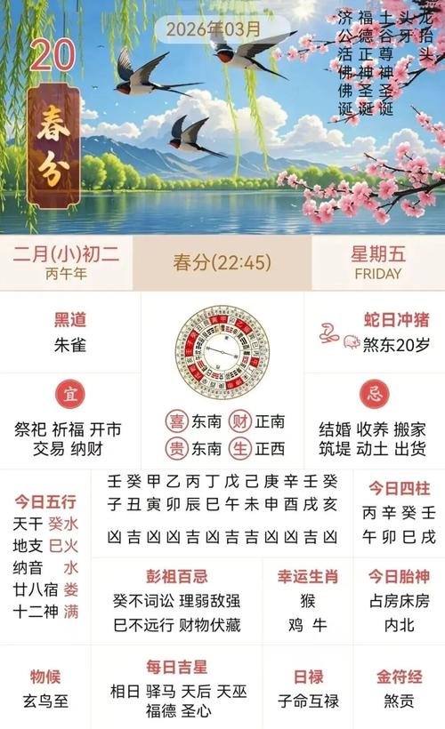 2026年3月26日农历二月初八，这天适合开工吗？黄历上有什么建议？