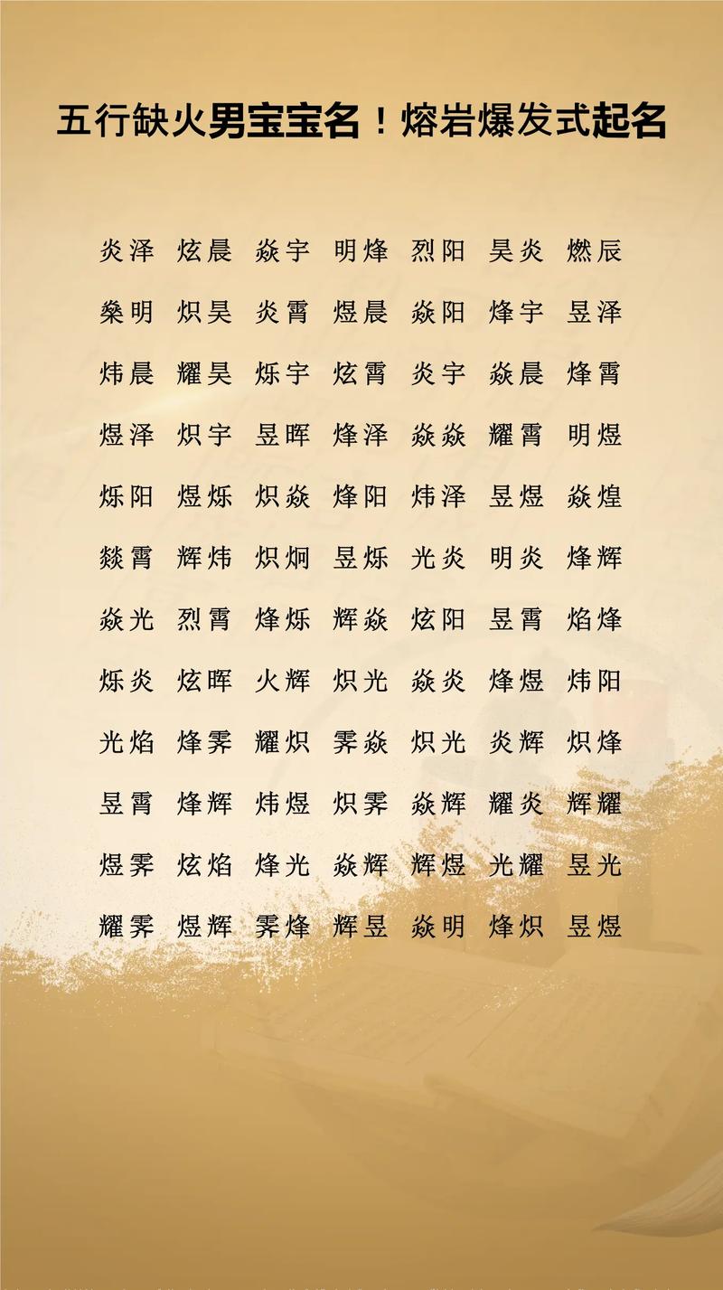 有没有适合缺火土男孩补火土属性的好名字推荐？