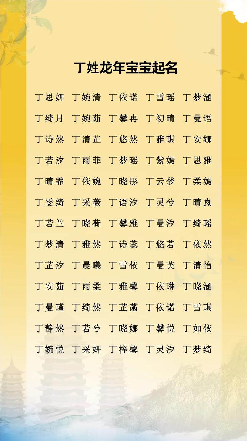 丁姓小孩名字独特大气，有没有什么好听的丁姓名字推荐呢？