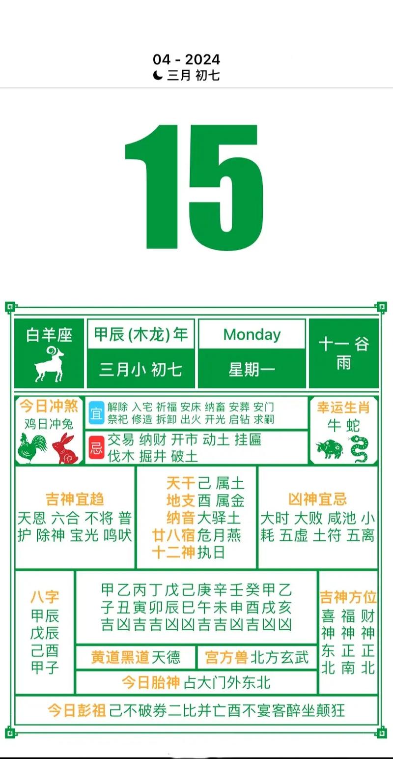 2026年4月15日黄历日子适合举办升学宴吗？这是黄道吉日吗？