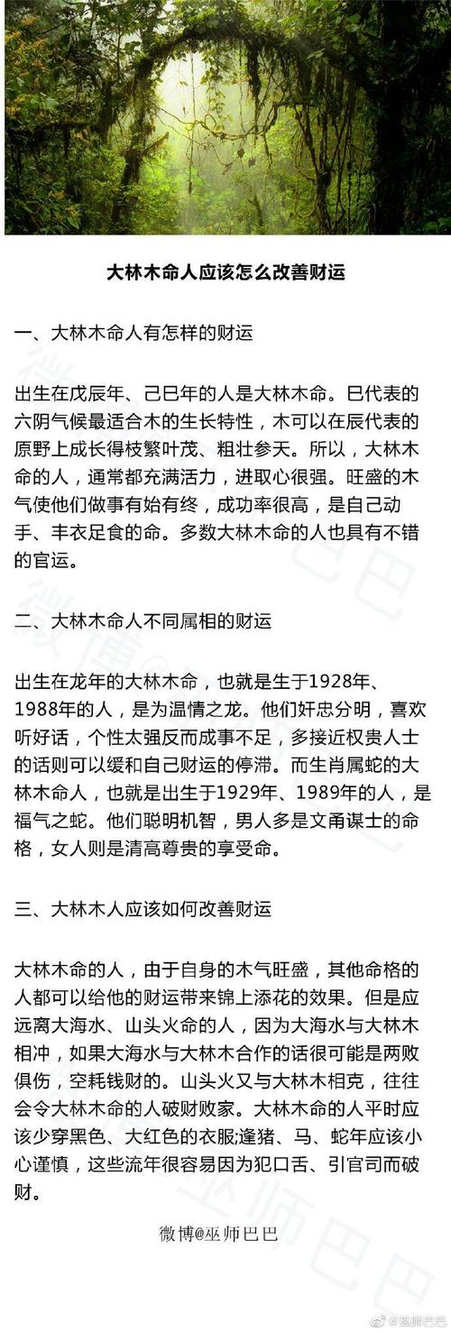 林中木命与哪种命相配？大林木命蕞忌讳与哪种命相冲？